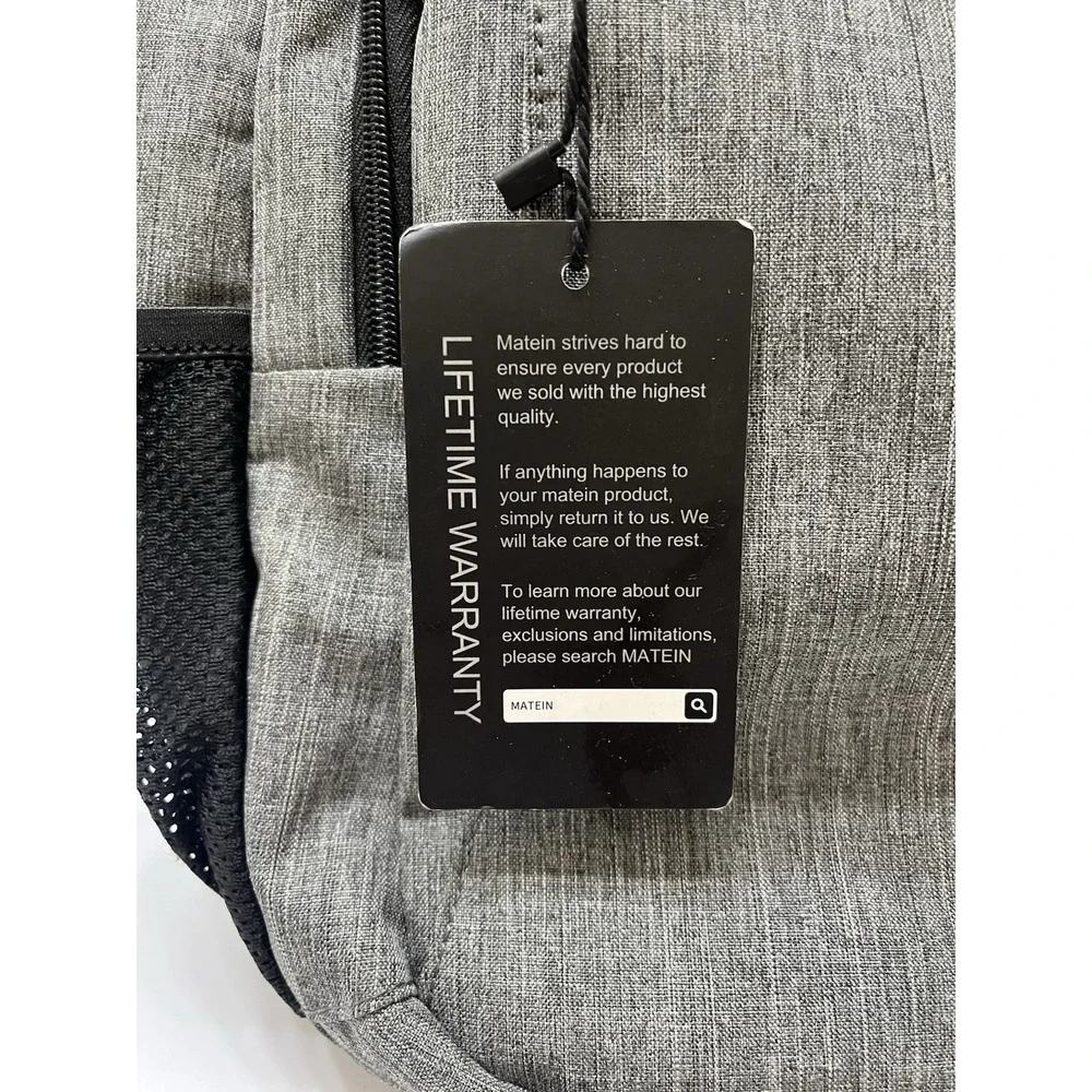 Matein Travel Laptop Backpack Gray Polyester USB Port New Lifetime Warranty